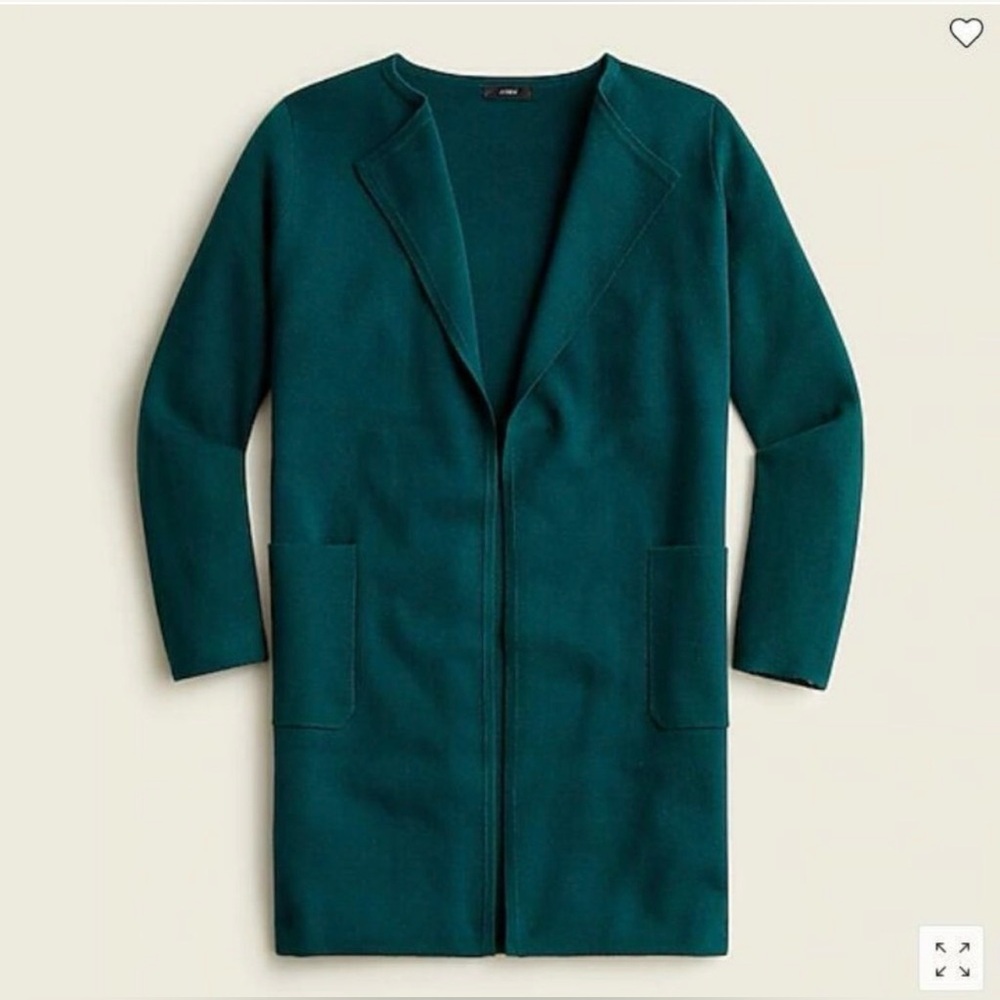 NWT J. Crew Women’s Juliette Collarless Knit Sweater Blazer in Green Size XS